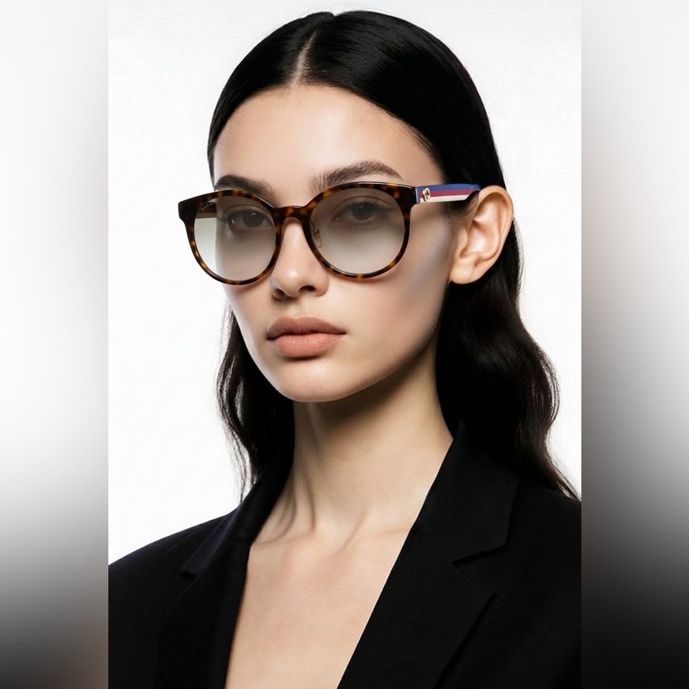 New Authentic Gucci GG0416SK 003 Havana Brown Gradient Sunglasses - Picture 4 of 15